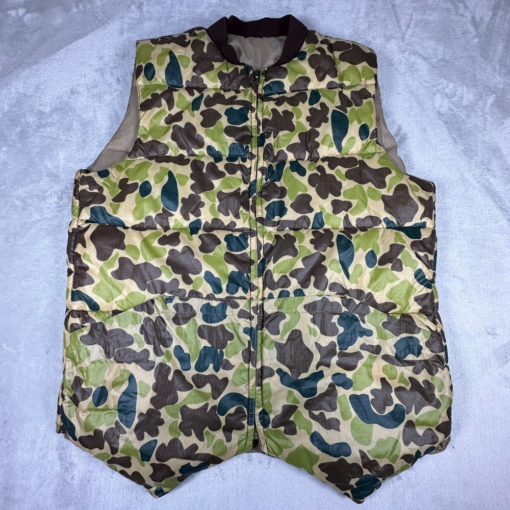Vintage Hunting Puffer Vest Mens Large Multicolor Camouflage Lined Outdoor